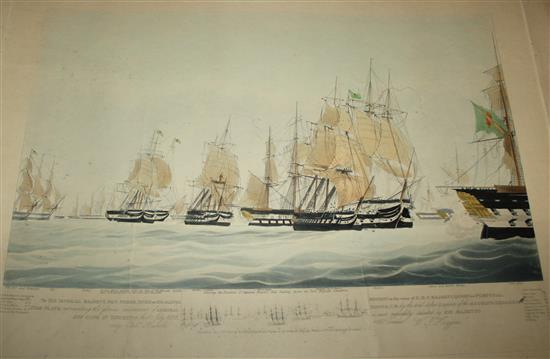 Folio of mixed prints, golfers and marine